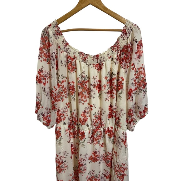 Maurices NEW Floral Off The Shoulder Smocked Midi Dress Plus Cottagecore Size 3X - Picture 9 of 12